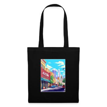 Austin Texas Vintage Reiseposter WPA Souvenir - Stoffbeutel - Schwarz - Vorne
