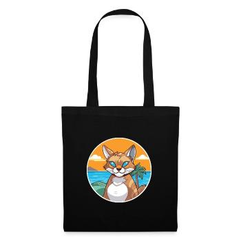 Rotluchs Aquarell Cartoon Kawaii Clipart Tier - Stoffbeutel - Schwarz - Vorne