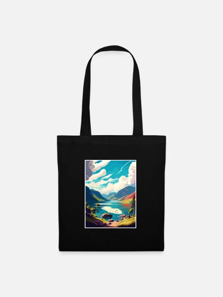 Loch Ness Schottland Vintage Reiseposter Souvenir - Stoffbeutel - Schwarz