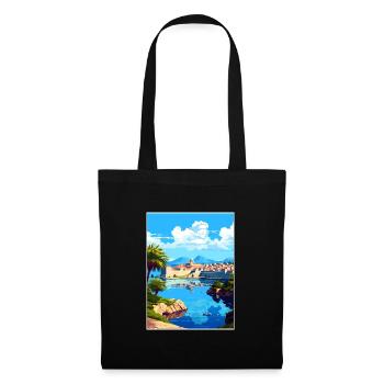 Dubrovnik Kroatien Vintage Reiseposter Souvenir - Stoffbeutel - Schwarz - Vorne