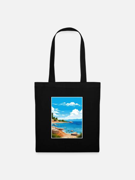 Thassos Griechenland Dekoration Vintage Reiseposter - Stoffbeutel - Schwarz
