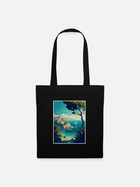 Antibes Frankreich Vintage Reiseposter WPA Souvenir - Stoffbeutel - Schwarz