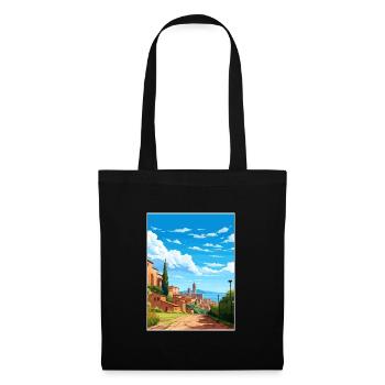 Perugia Italien Vintage Reiseposter WPA Souvenir - Stoffbeutel - Schwarz - Vorne