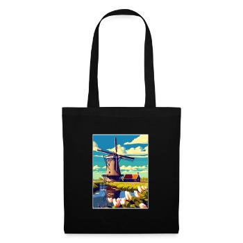 Kinderdijk Niederlande Vintage Reiseposter WPA - Stoffbeutel - Schwarz - Vorne