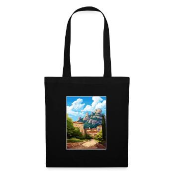 Montserrat Spanien Vintage Reiseplakat Souvenir - Stoffbeutel - Schwarz - Vorne