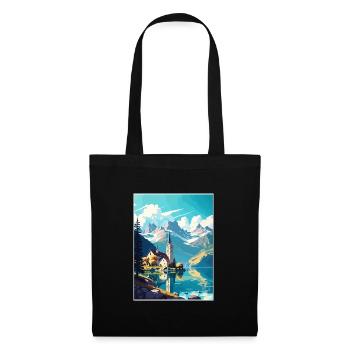 St. Wolfgang Österreich Vintage Reiseposter Souvenir - Stoffbeutel - Schwarz - Vorne