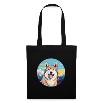 Shikoku Hunderasse Cartoon Kawaii Aquarell - Stoffbeutel - Schwarz - Vorne