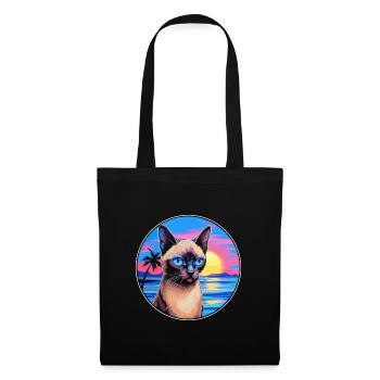 Siam Kurzhaarkatze Aquarell Cartoon Kawaii - Stoffbeutel - Schwarz - Vorne