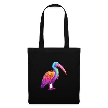 Ibis Buntes Aquarell Cartoon Kawaii Tier - Stoffbeutel - Schwarz - Vorne