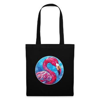 Flamingo bunte Aquarell-Tierillustration - Stoffbeutel - Schwarz - Vorne