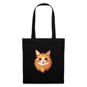 Somali Katze Cartoon Aquarell Illustration - Stoffbeutel - Schwarz - Vorne
