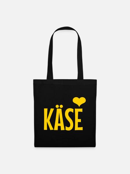 Käse Herz Logo – Gelbe Typo mit Liebe - Stoffbeutel - Schwarz