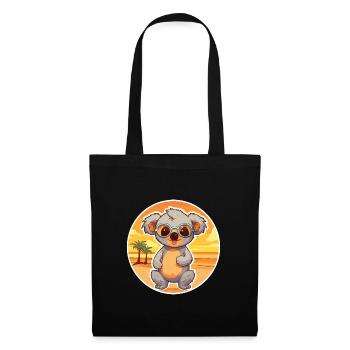 Koala Lustige Karikatur Kawaii Strand Illustration - Stoffbeutel - Schwarz - Vorne