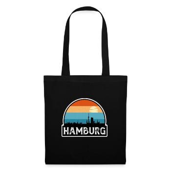 Hamburg Deutschland Flagge Skyline Reisesouvenir - Stoffbeutel - Schwarz - Vorne