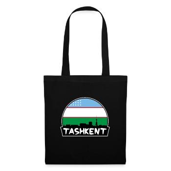 Taschkent Usbekistan Flagge Skyline Silhouette Reisen - Stoffbeutel - Schwarz - Vorne