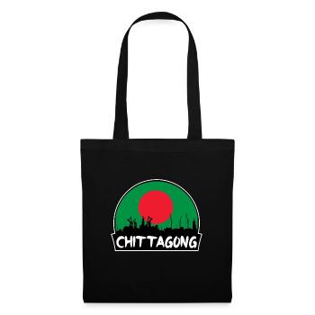 Chittagong Bangladesch Flagge Skyline Silhouette Trav - Stoffbeutel - Schwarz - Vorne