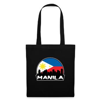 Manila Philippinen Flagge Skyline Silhouette Reisen - Stoffbeutel - Schwarz - Vorne