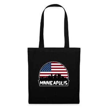 Minneapolis Minnesota USA Flagge Skyline Silhouette - Stoffbeutel - Schwarz - Vorne
