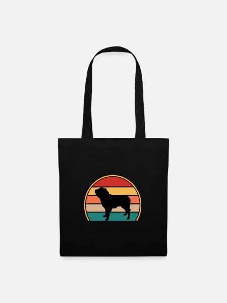 Niederländisch Smoushond Hund Liebe Silhouette Vintage Sonnenuntergang - Stoffbeutel - Schwarz