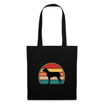 Braque du Bourbonnais Hund Silhouette Retro Sonnenuntergang - Stoffbeutel - Schwarz - Vorne
