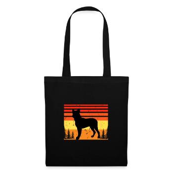 Cao Fila De Seo Miguel Hund Silhouette Retro Sonnenuntergang - Stoffbeutel - Schwarz - Vorne