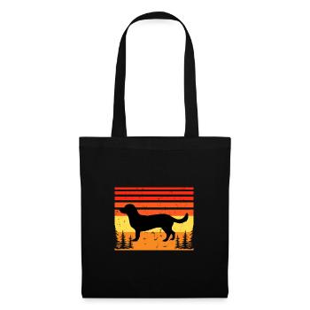 Alpine Dachsbracke Hundesilhouette Retro Sonnenuntergang - Stoffbeutel - Schwarz - Vorne