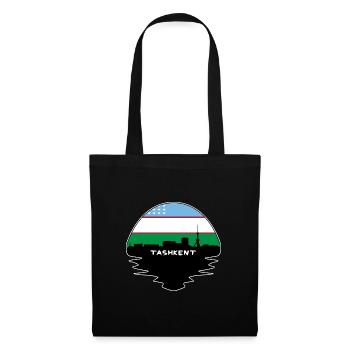 Taschkent Usbekistan Flagge Skyline Silhouette Reisen - Stoffbeutel - Schwarz - Vorne