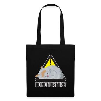 Do not disturb - Schlafende Katze Warnschild - Stoffbeutel - Schwarz - Vorne