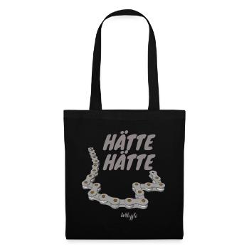 Hätte Hätte Fahrradkette Lustig Fun Motiv - Stoffbeutel - Schwarz - Vorne