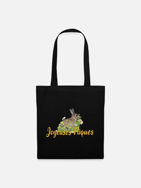 Joyeuses Paques Frohe Ostern - Stoffbeutel - Schwarz