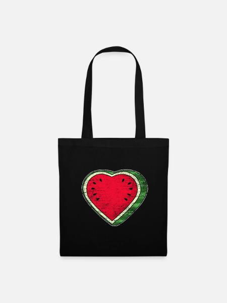 Erfrischende Wassermelone Herzform - Stoffbeutel - Schwarz
