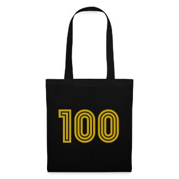 100. 100 JAHRE. 100-JÄHRIGES JUBILÄUM. 100. GEBURTSTAG - Stoffbeutel - Schwarz - Vorne
