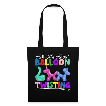 Fragen Sie mich über Ballon Twisting Ballon Modell - Stoffbeutel - Schwarz - Vorne