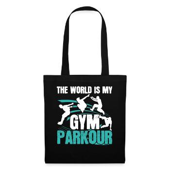 Die Welt ist mein Fitnessstudio Parkour Freies Lau - Stoffbeutel - Schwarz - Vorne