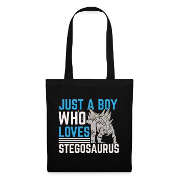 Just A Boy Who Loves Stegosaurus Dinosaurier Dino - Stoffbeutel - Schwarz - Vorne