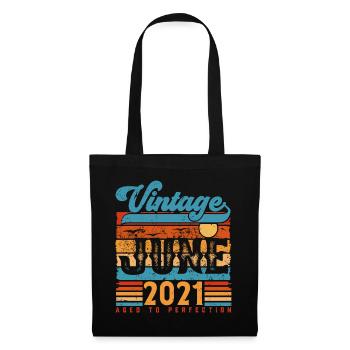 Juni 2021, Vintage-Geburtstagsgeschenk Juni 2021. - Stoffbeutel - Schwarz - Vorne