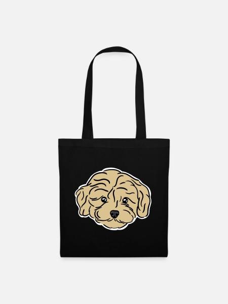 Doodle Puppy Head - Stoffbeutel - Schwarz