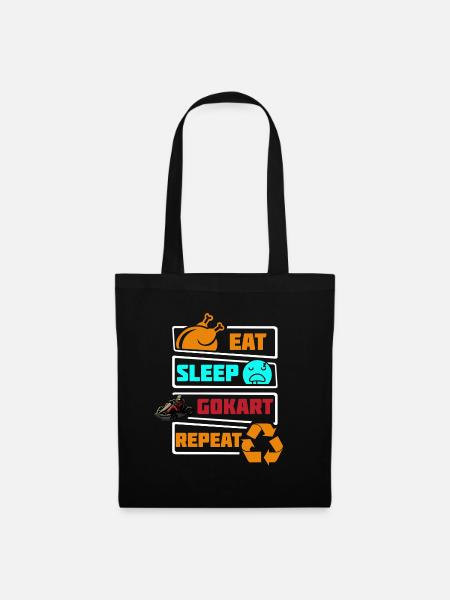 Eat Sleep Go Kart Gokart Repeat Cart Racing Kids - Stoffbeutel - Schwarz