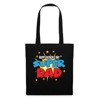 Happy Fathers Day Super Papa Vatertag Super Dad Pa - Stoffbeutel - Schwarz - Vorne