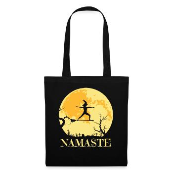 Namaste Hexe Besen Joga - Stoffbeutel - Schwarz - Vorne