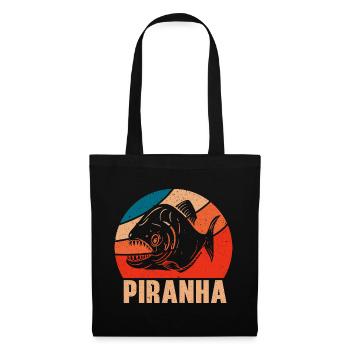 Piranha Sammler Aquarianer Aquaristik Fischhaltung - Stoffbeutel - Schwarz - Vorne