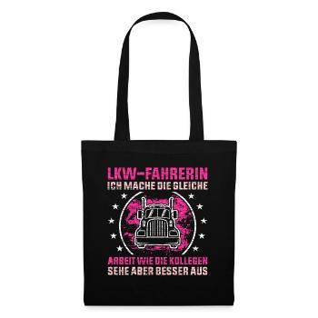 Lastwagenfahrerin Geschenk - Stoffbeutel - Schwarz - Vorne