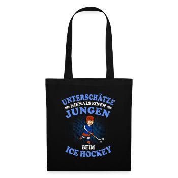 Eishockey Jungen - Stoffbeutel - Schwarz - Vorne