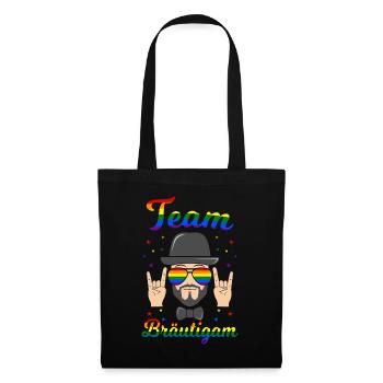 Team Bräutigam LGBT Gay Hochzeit Schwulen JGA - Stoffbeutel - Schwarz - Vorne