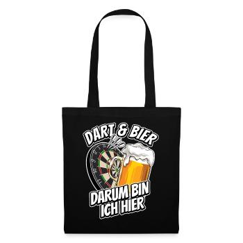 Dart & Bier - darum bin ich hier - Dartfan - Stoffbeutel - Schwarz - Vorne