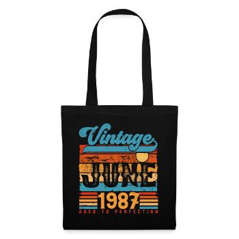 Juni 1987, Vintage-Jubiläumsgeschenk Juni 1987. - Stoffbeutel - Schwarz - Vorne