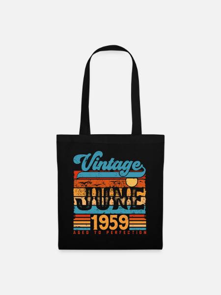 Juni 1959, Vintage-Jubiläumsgeschenk Juni 1959. - Stoffbeutel - Schwarz