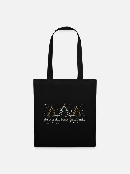 du bist das beste Geschenk, Weihnachten - Stoffbeutel - Schwarz