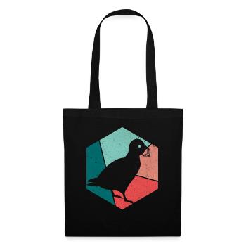 Papageitaucher Puffin Papageientaucher Vintage - Stoffbeutel - Schwarz - Vorne