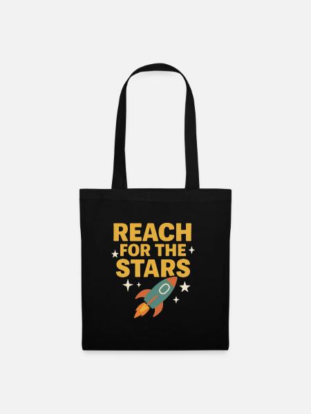 Reach for the Stars – Retro Rakete - Stoffbeutel - Schwarz
